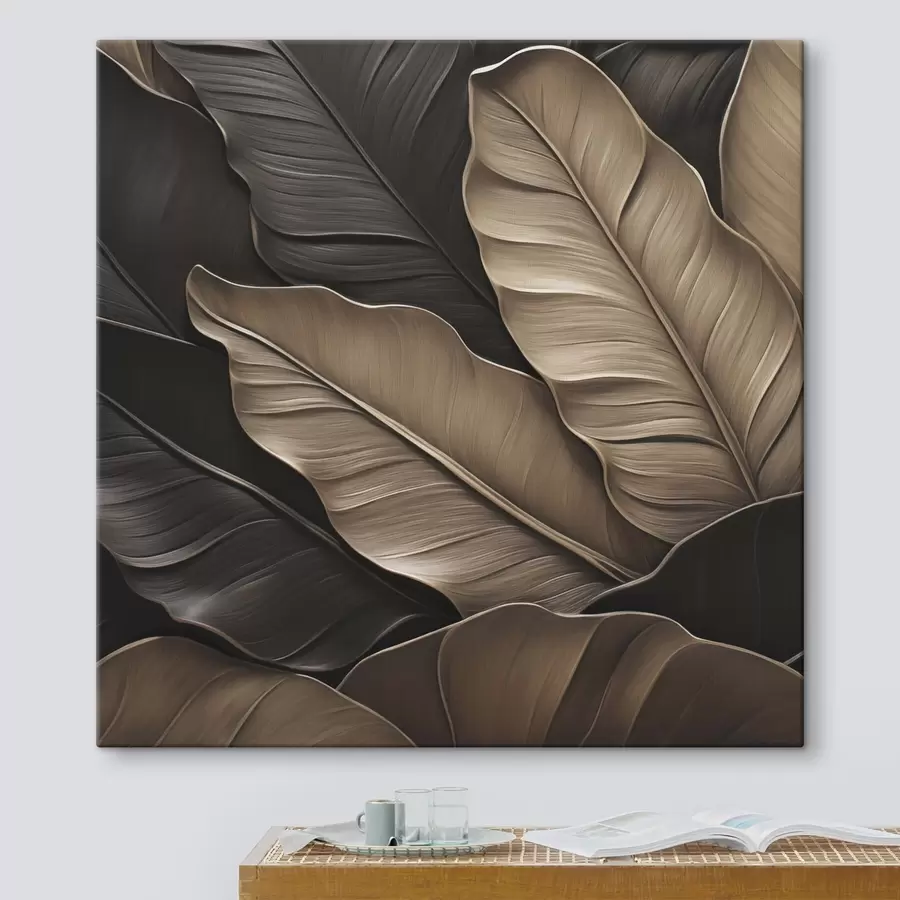 murales de pared Hojas, imagen plana, imitación de pinceladas en relieve s49143