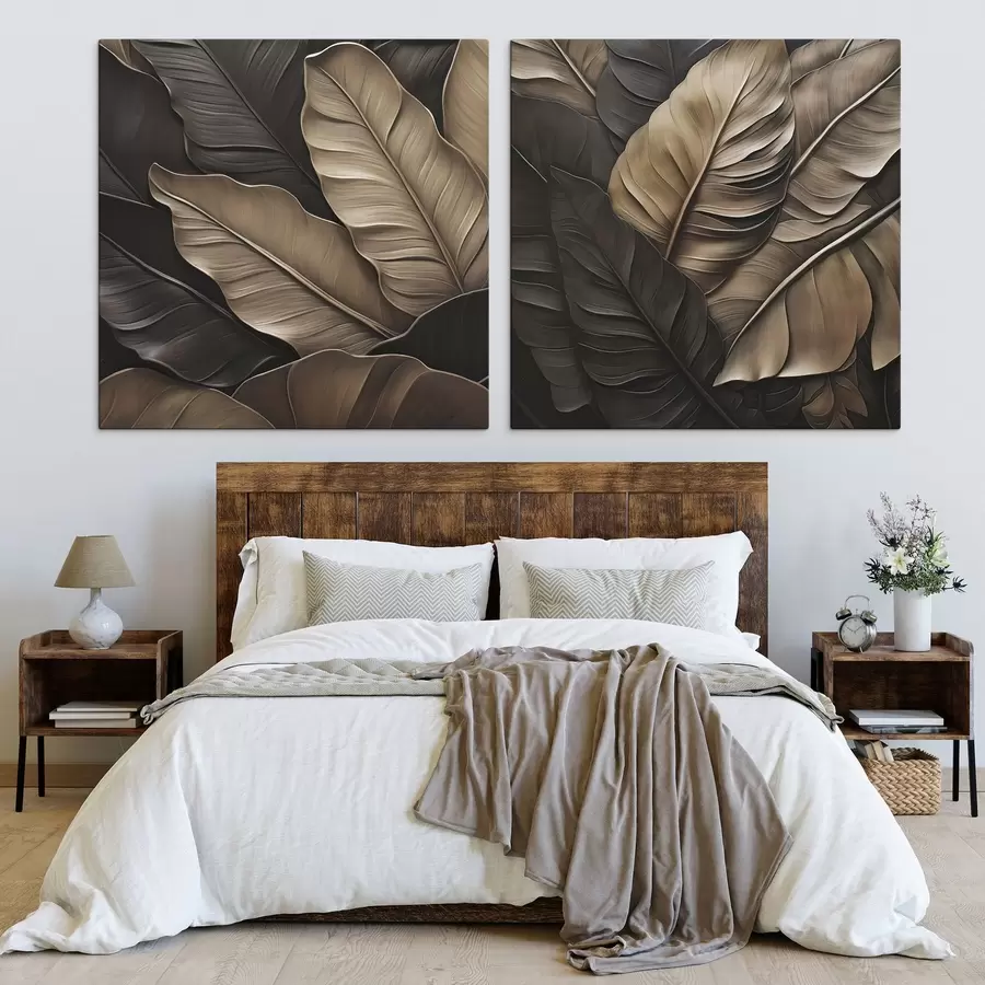 murales de pared Hojas, imagen plana, imitación de pinceladas en relieve m30522