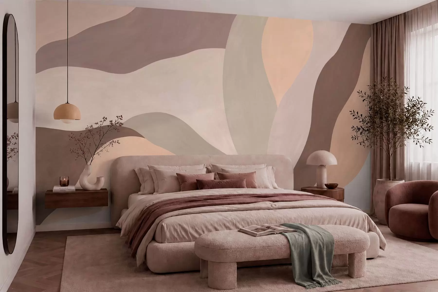 murales de pared Formas abstractas y fluidas en tonos pastel w05629