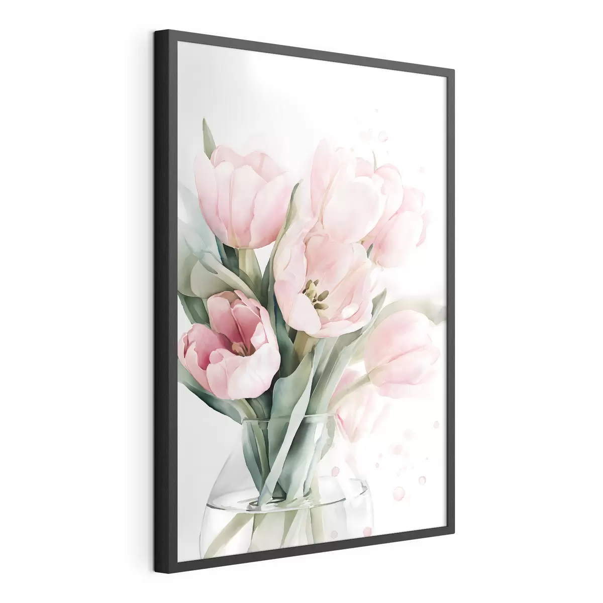 Poster Delicados tulipanes rosas en estilo acuarela f49225