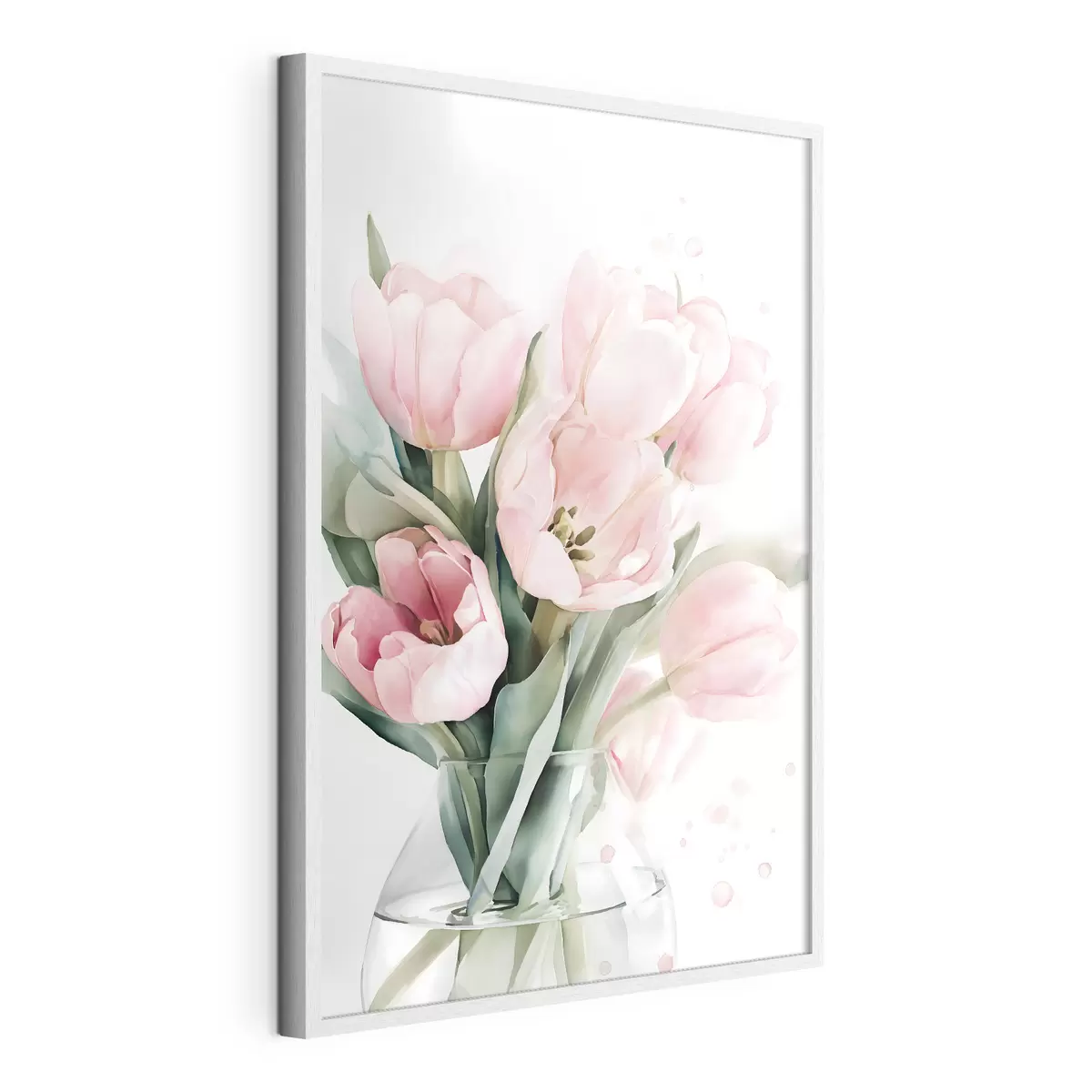 Poster Delicados tulipanes rosas en estilo acuarela f49225
