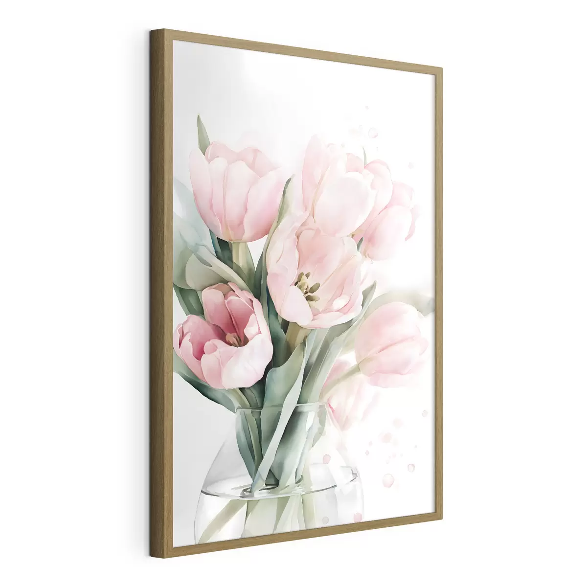 Poster Delicados tulipanes rosas en estilo acuarela f49225