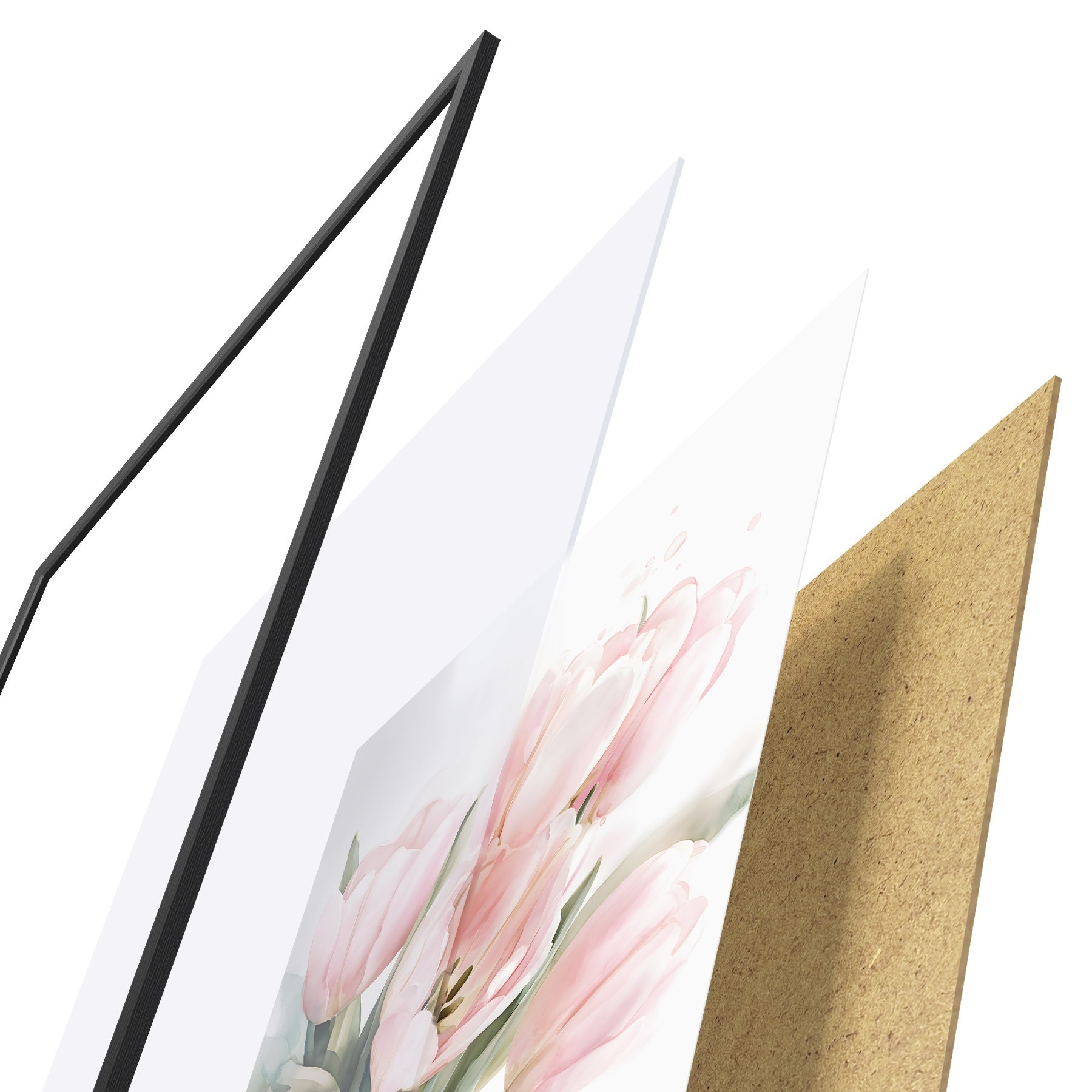 Poster Delicados tulipanes rosas en estilo acuarela f49225