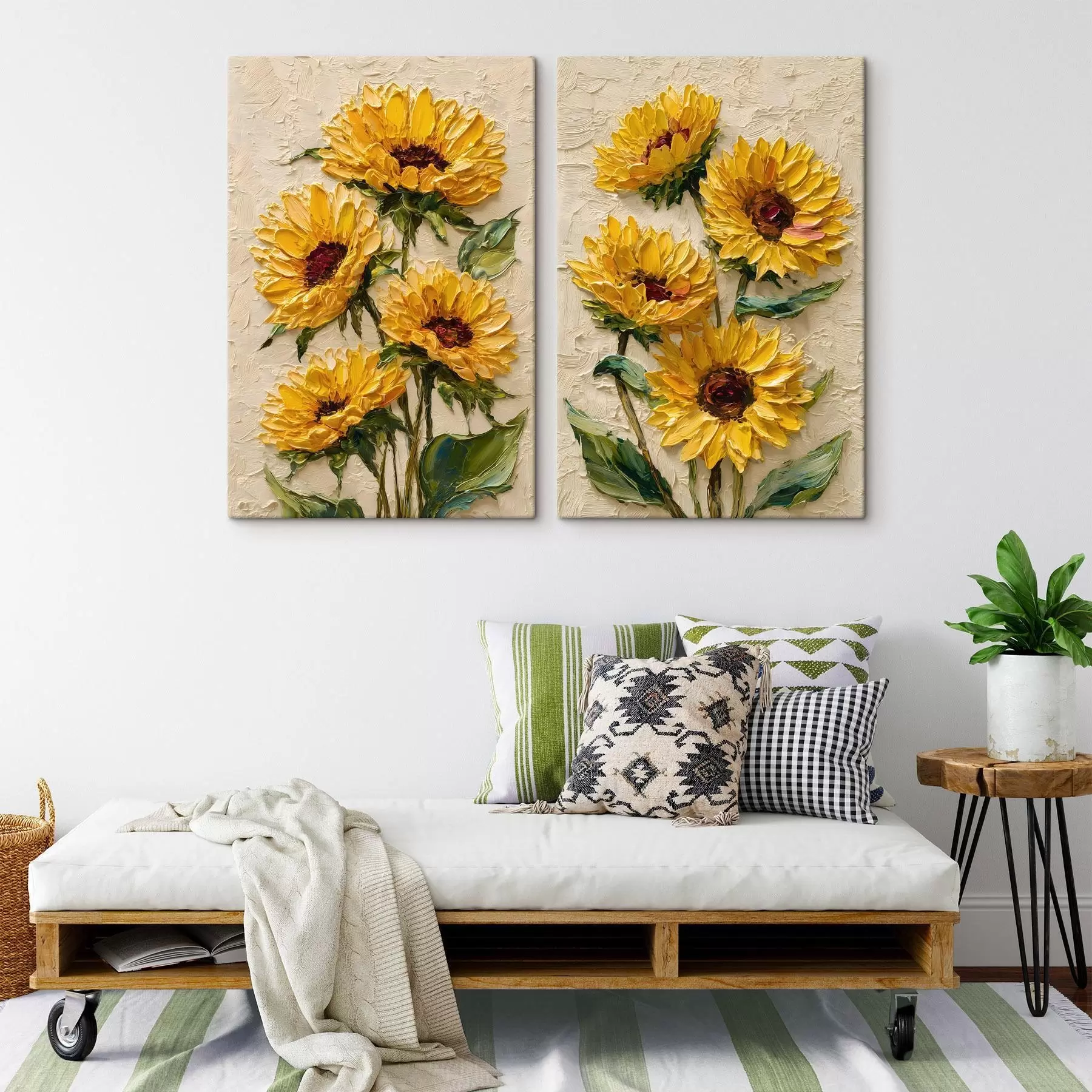 murales de pared Exuberantes girasoles en estilo impasto m30534