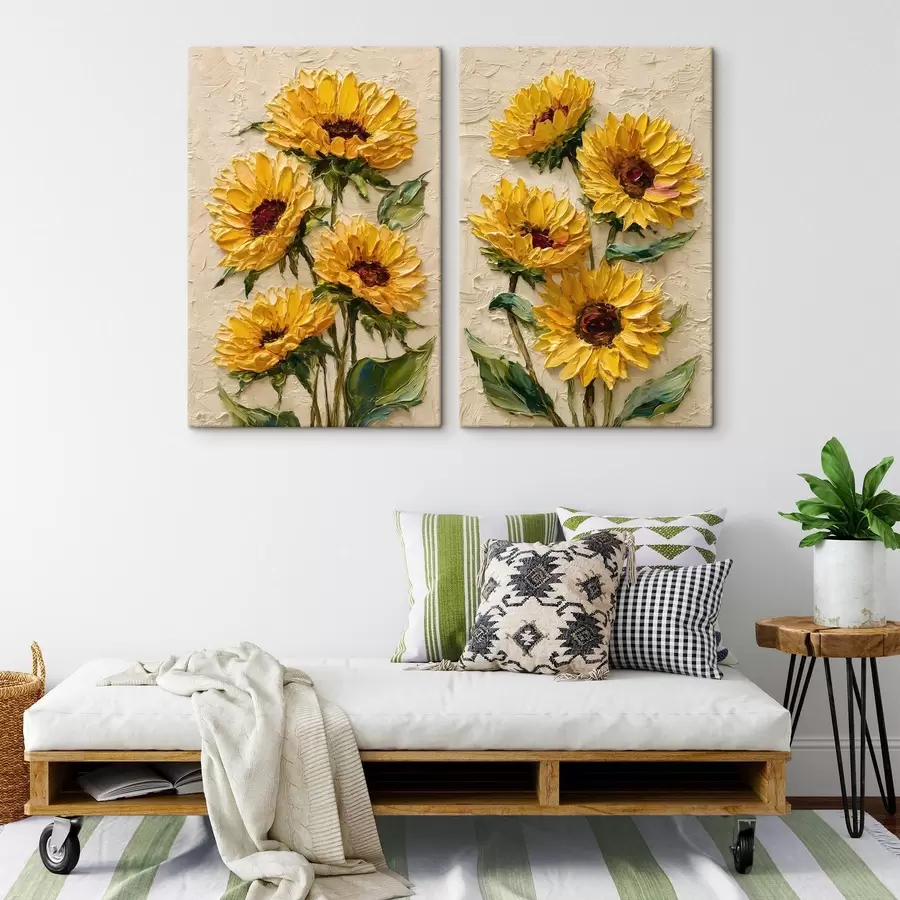 murales de pared Exuberantes girasoles en estilo impasto m30534