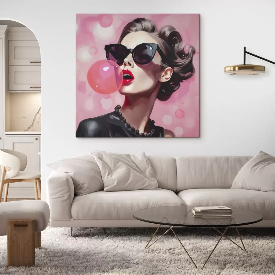 murales de pared Ilustración de imitación de una chica con gafas de sol s49385