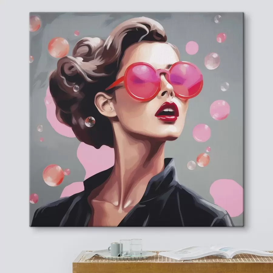 murales de pared Ilustración de imitación de una chica con gafas de sol s49386