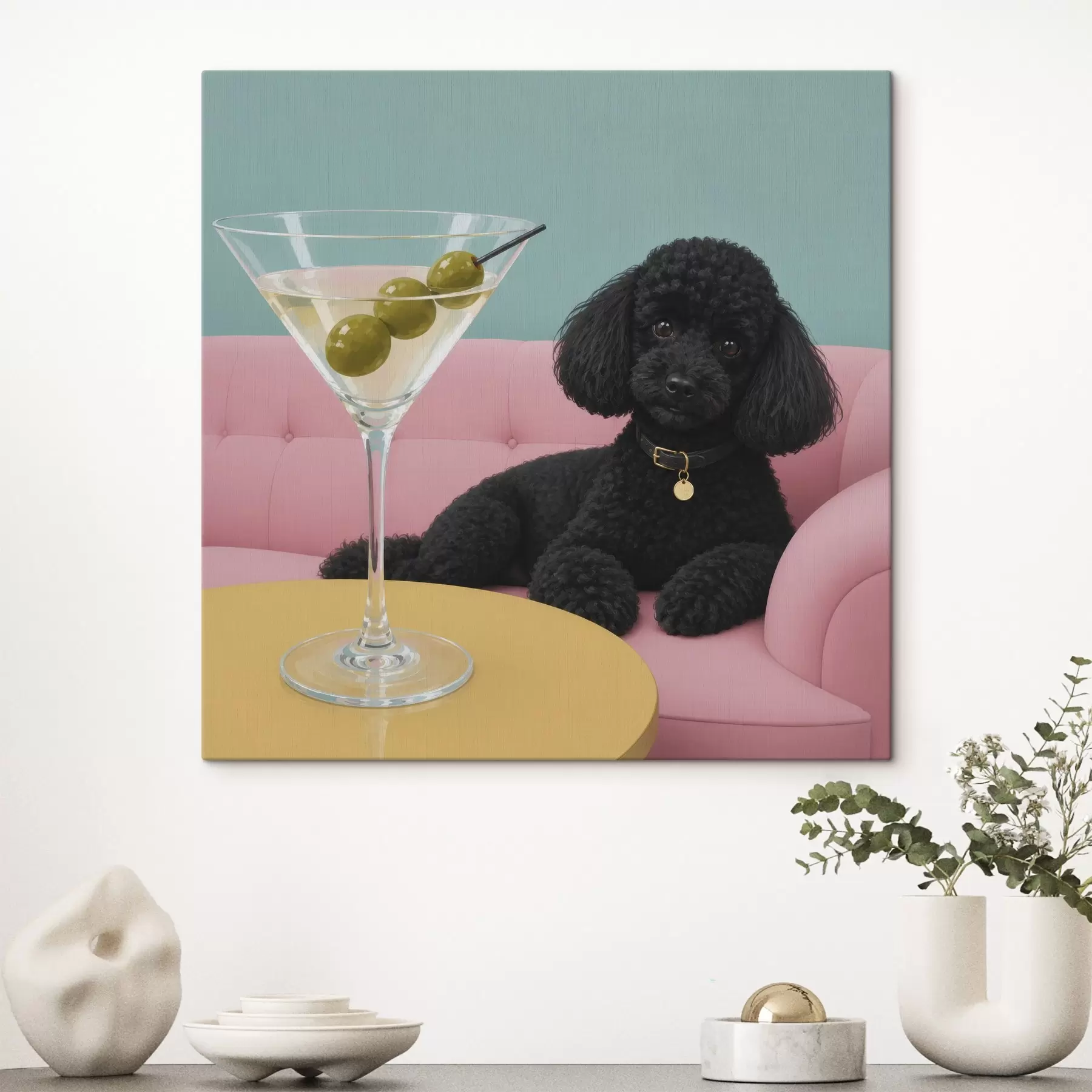 murales de pared Perro negro y vaso s49390