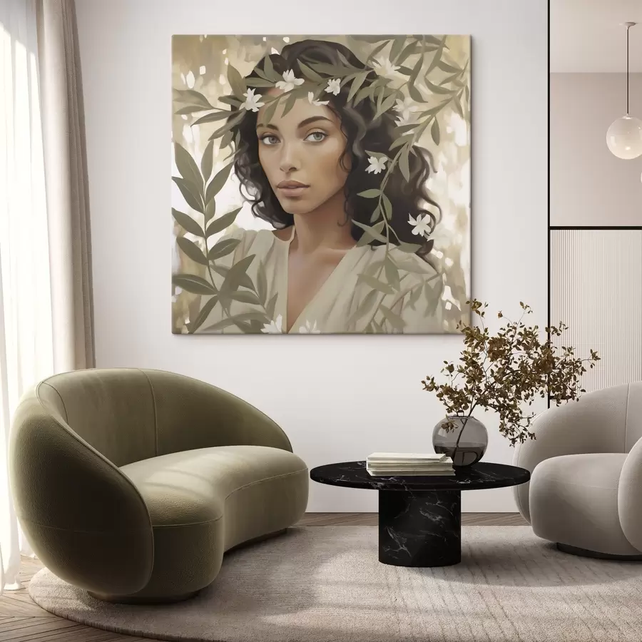 murales de pared Niña entre las ramas: imitación de un cuadro s49393