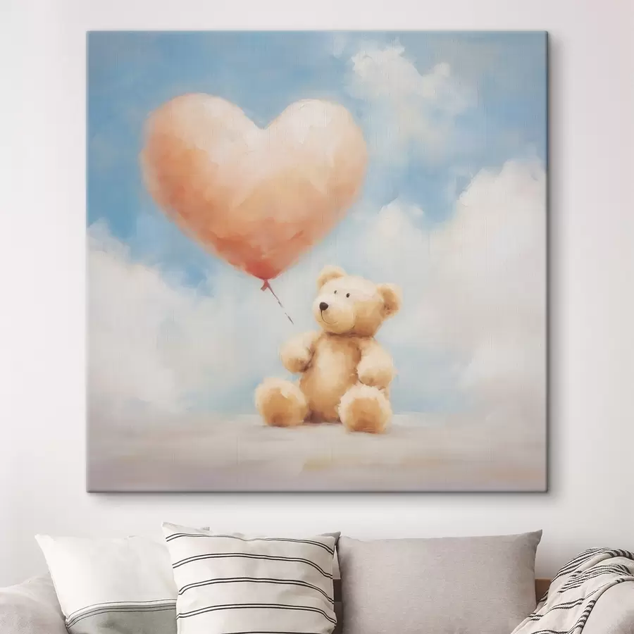 murales de pared Cuadro con motivos de un oso y un corazón s49396