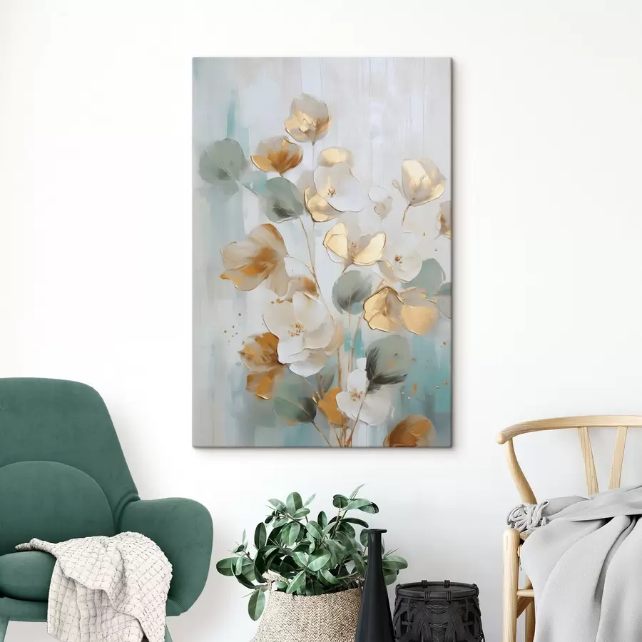 murales de pared Ramas abstractas con follaje imitado al estilo de una pintura s49399