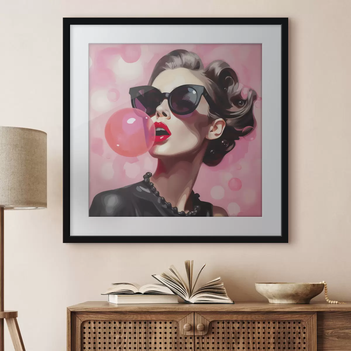 Poster Ilustración de imitación de una chica con gafas de sol f49385
