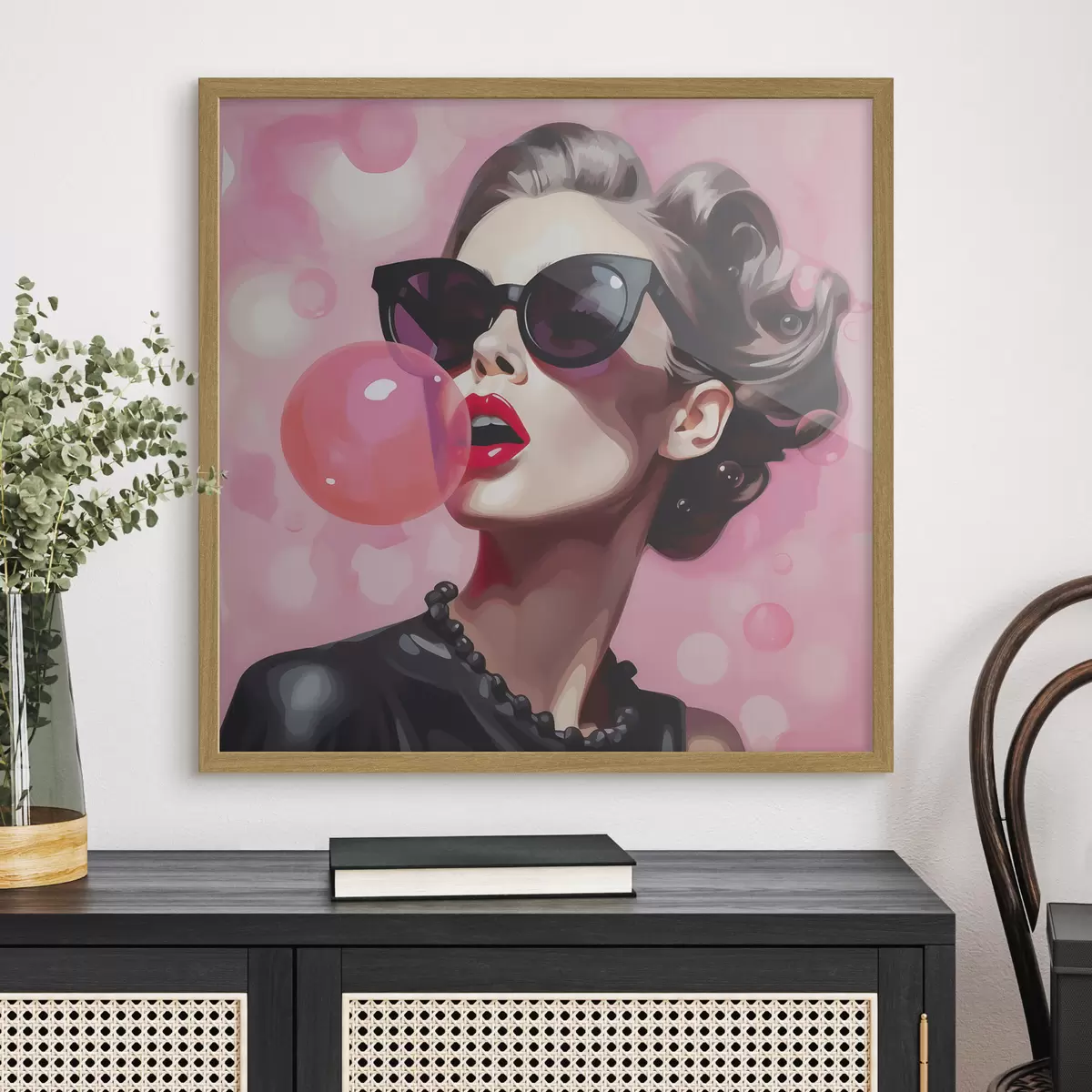 Poster Ilustración de imitación de una chica con gafas de sol f49385