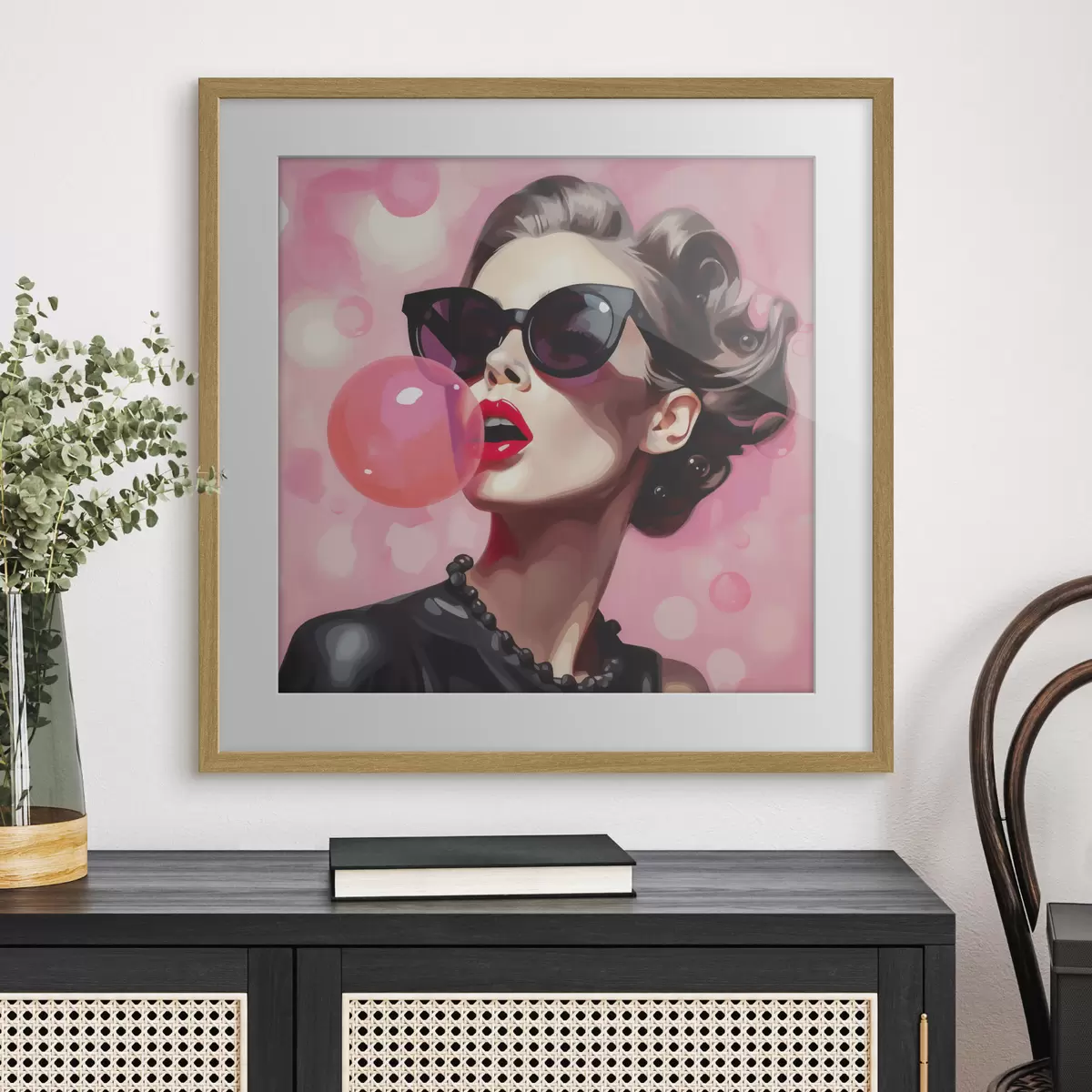 Poster Ilustración de imitación de una chica con gafas de sol f49385