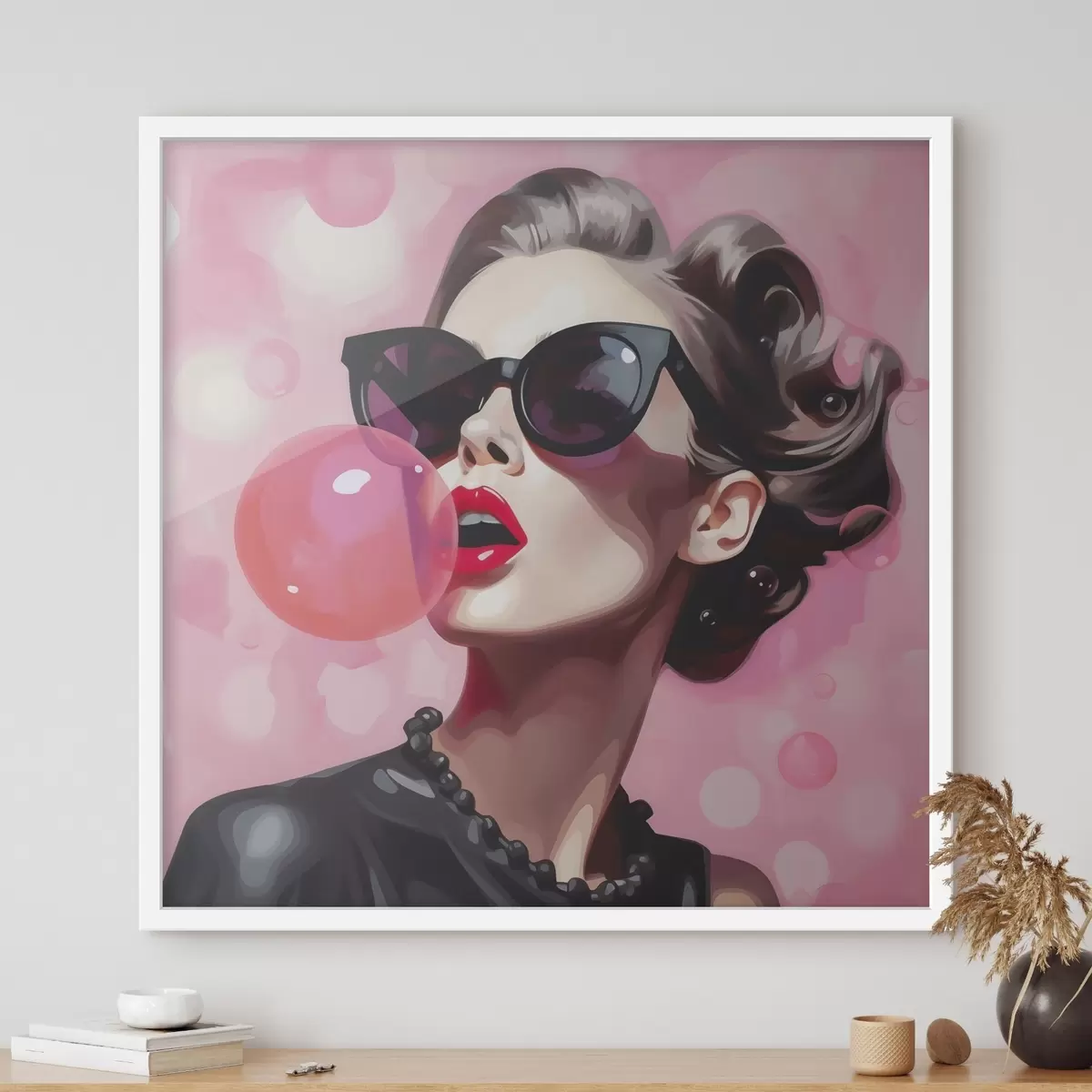 Poster Ilustración de imitación de una chica con gafas de sol f49385