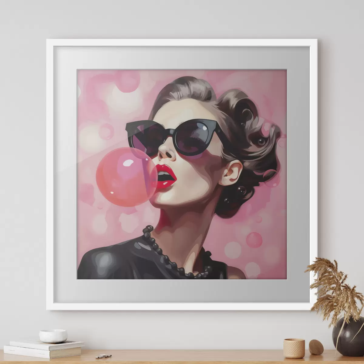 Poster Ilustración de imitación de una chica con gafas de sol f49385