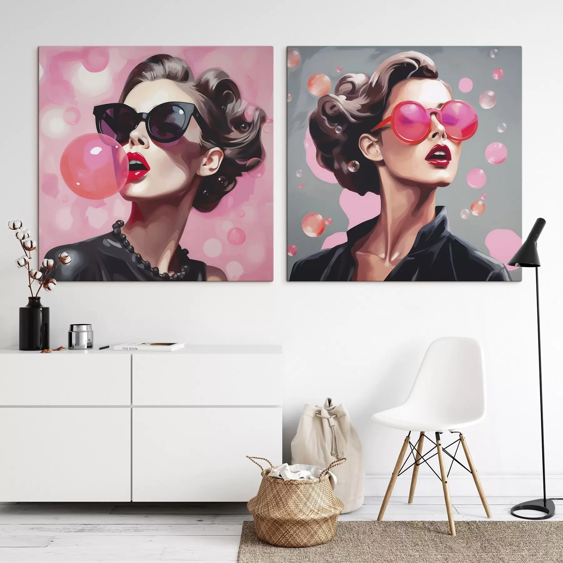 murales de pared Ilustración de imitación de una chica con gafas de sol m30551