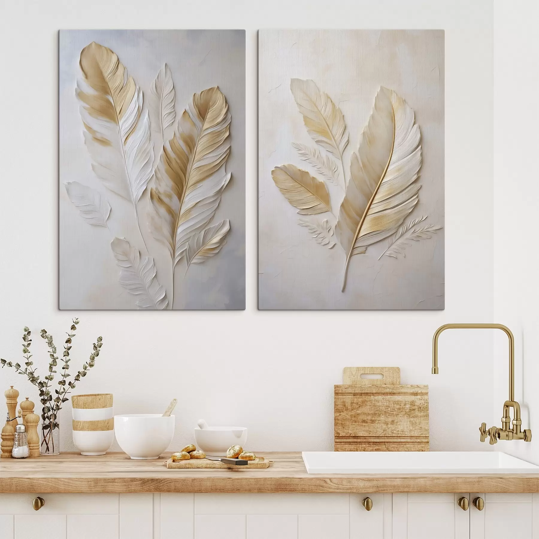 murales de pared Imagen plana de plumas estilizadas m30552
