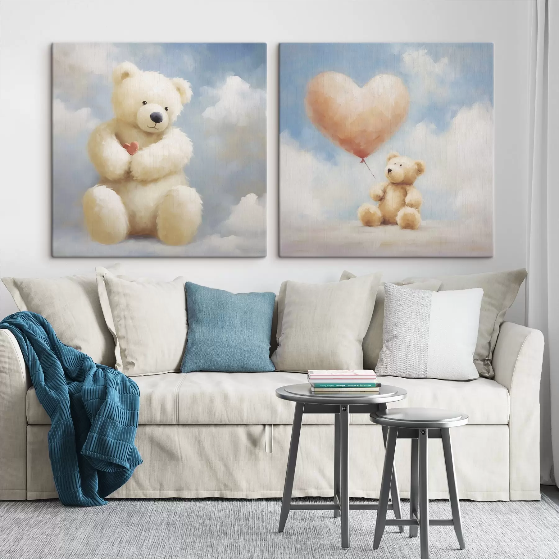 murales de pared Cuadro con motivos de un oso y un corazón m30556