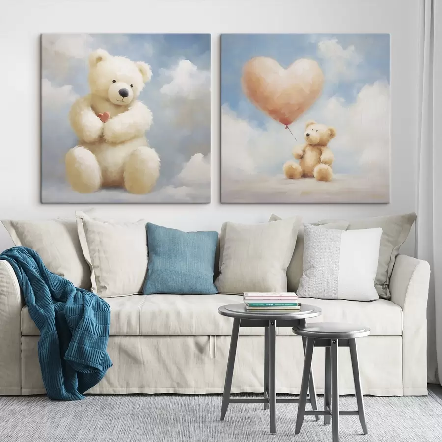 murales de pared Cuadro con motivos de un oso y un corazón m30556
