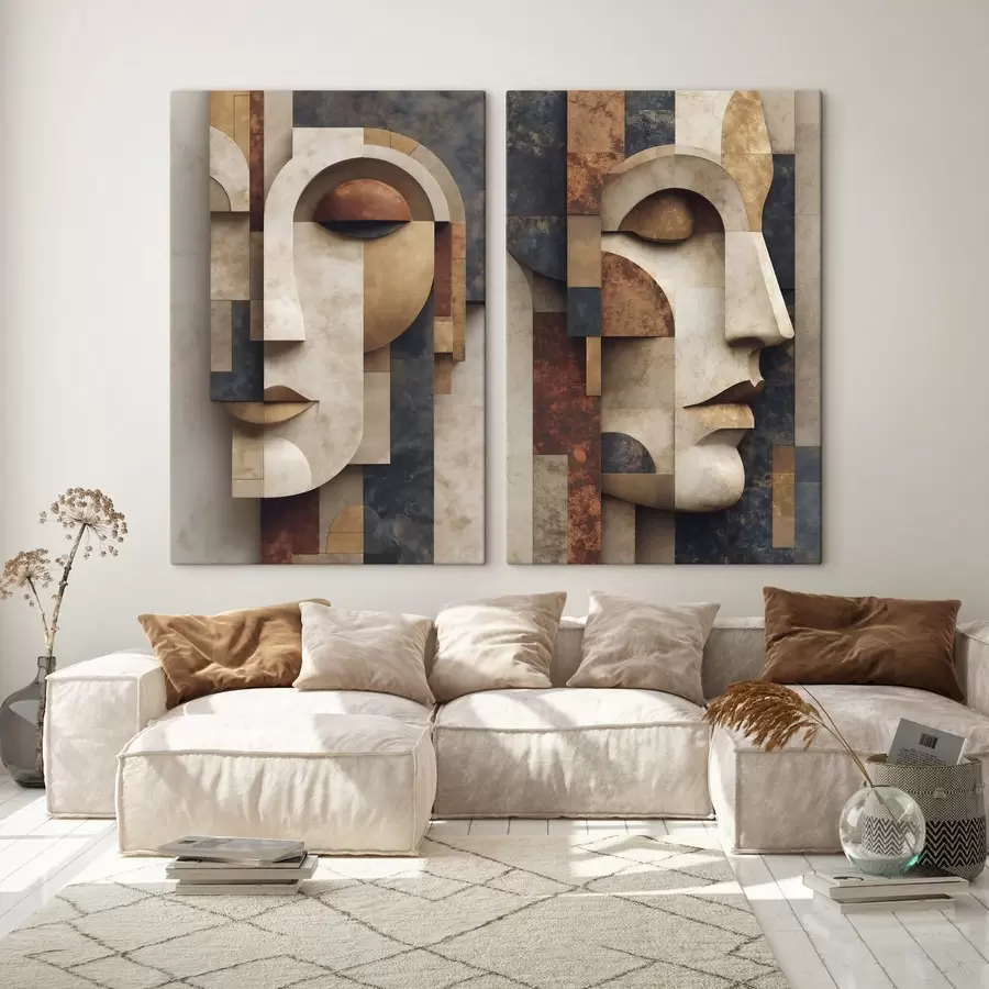 murales de pared Ilustración plana de un rostro abstracto m30557