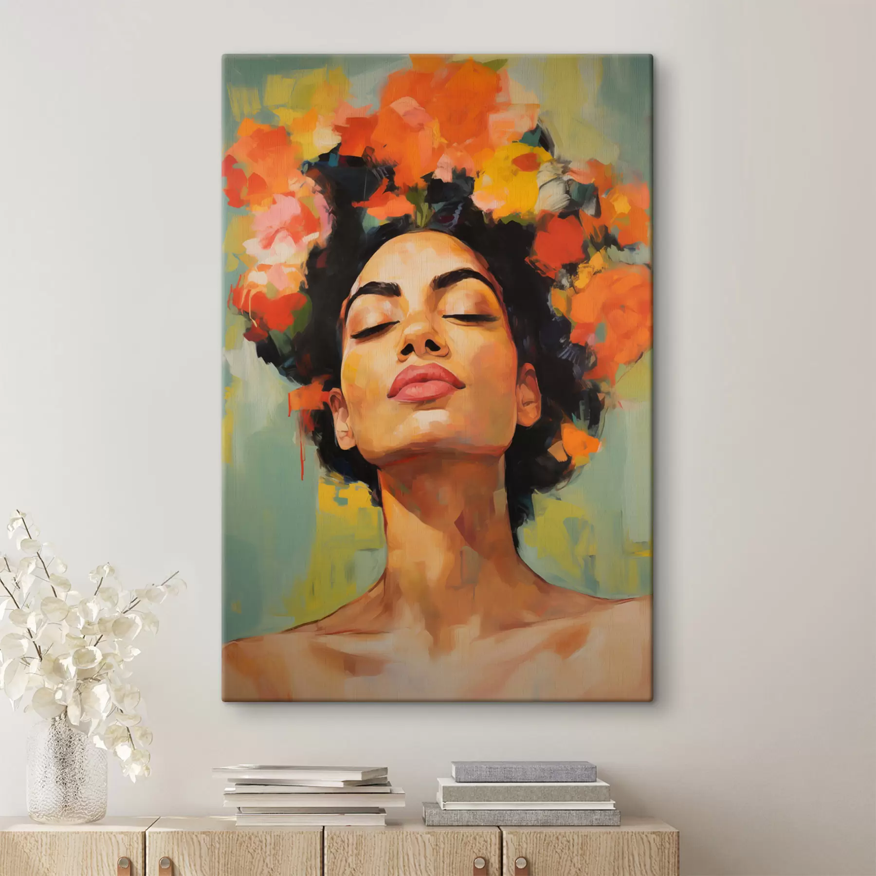 murales de pared Mujer con flores s49443