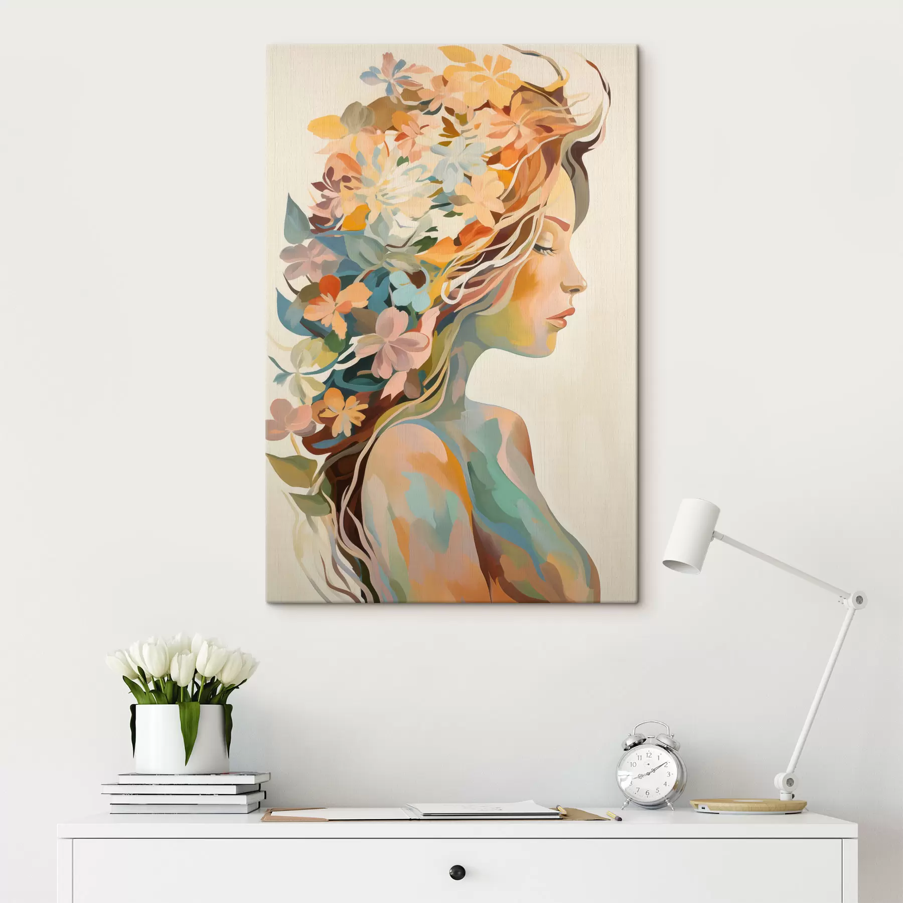 murales de pared Mujer con flores s49451