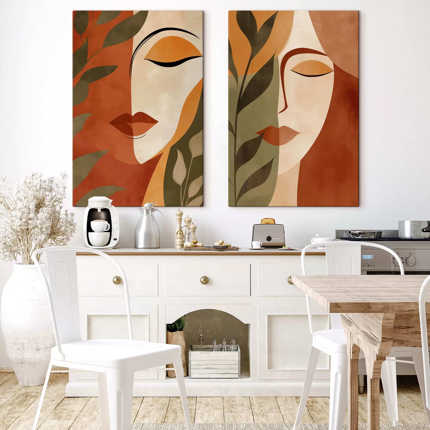 murales de pared Rostros abstractos con hojas m30566