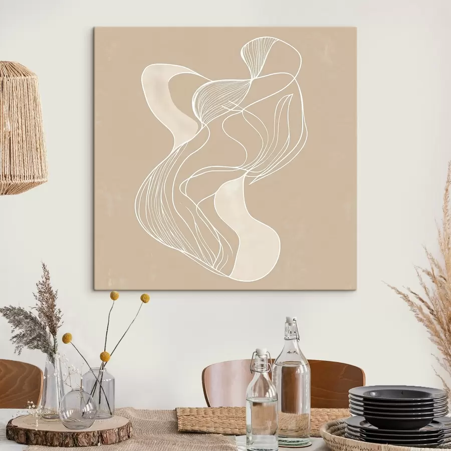murales de pared Elegante motivo abstracto de líneas finas en un estilo artístico contemporáneo s48876