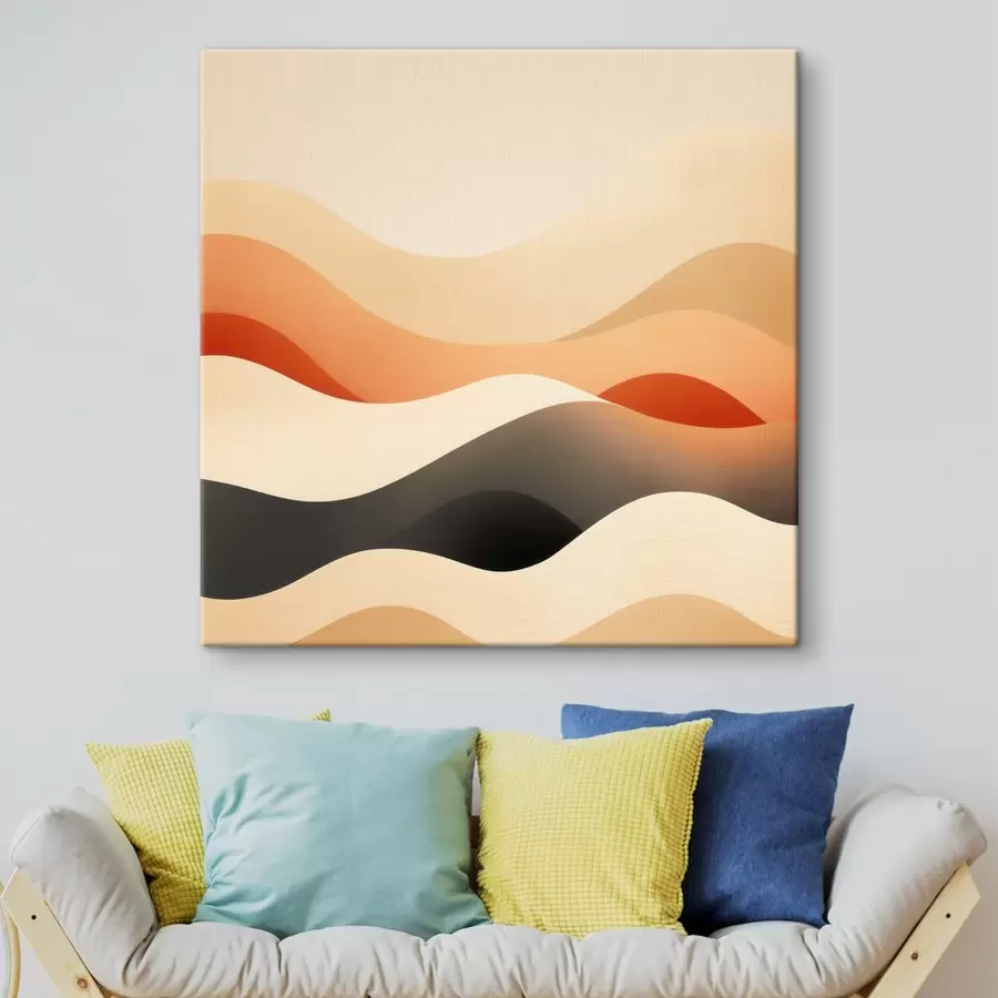 murales de pared Paisaje contemporáneo estilizado con formas onduladas y un suave degradado s48880