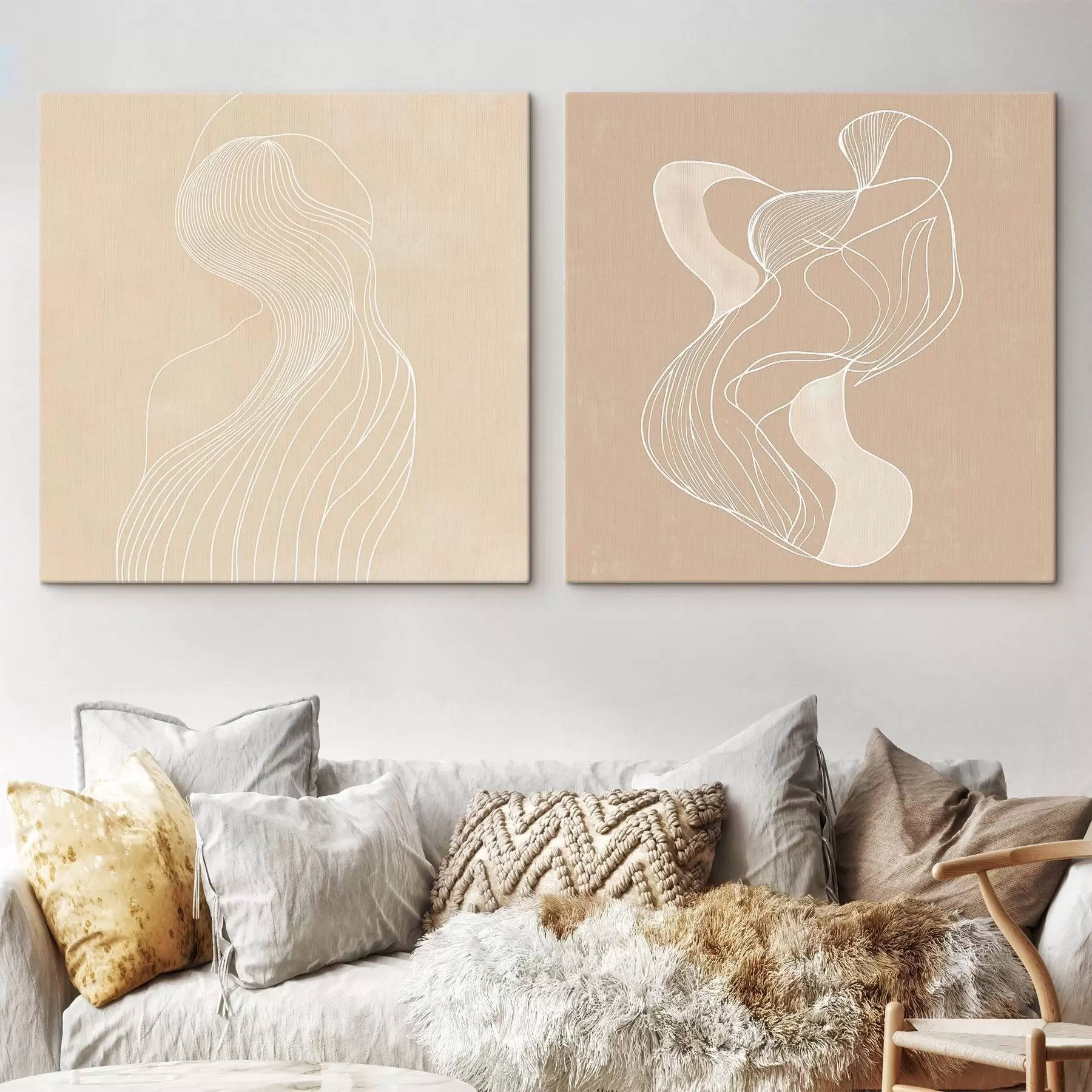 murales de pared Composición con contornos fluidos y espacios diáfanos m30364
