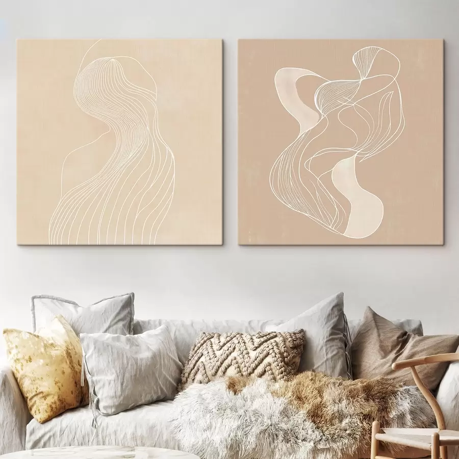 murales de pared Composición con contornos fluidos y espacios diáfanos m30364