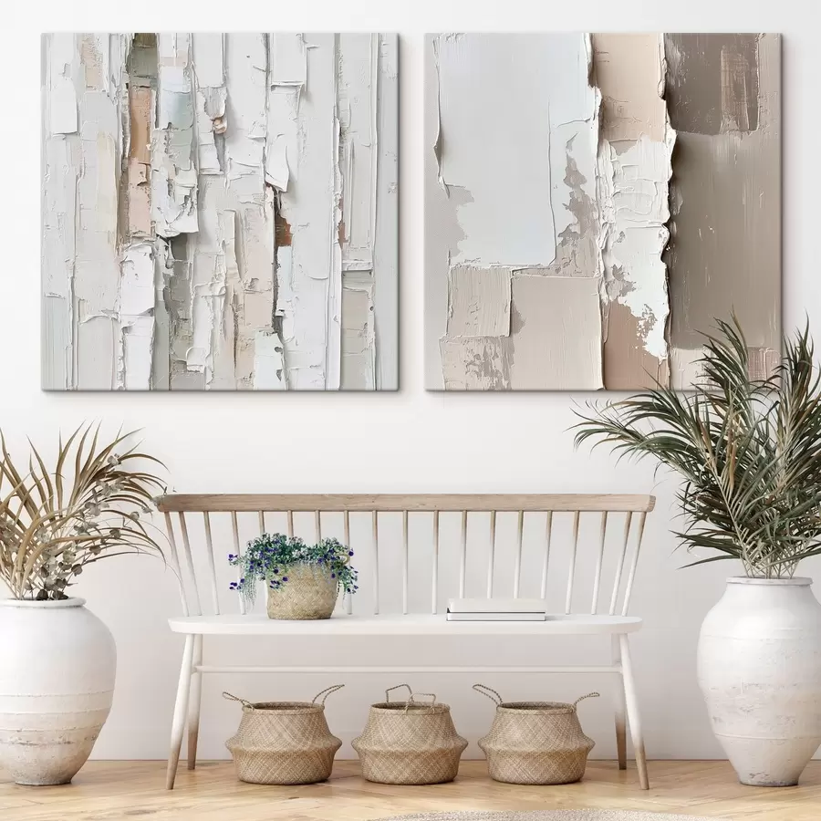 murales de pared Composición abstracta con un relieve marcado y toques en tonos pastel, en un estilo pictórico contemporáneo m30365
