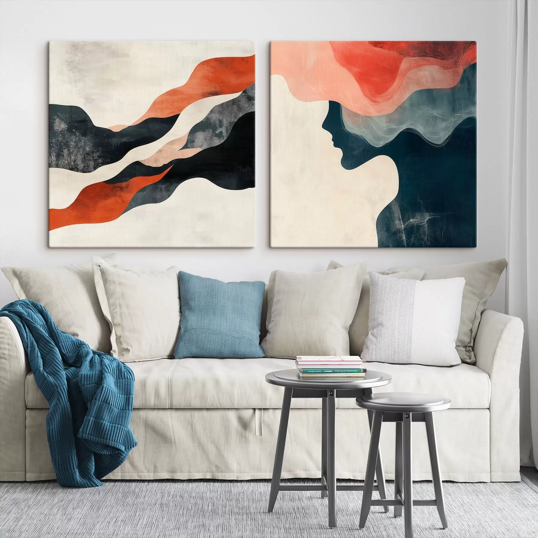 murales de pared Composición decorativa con suaves ondulaciones y toques contrastantes en un estilo pictórico contemporáneo m30367