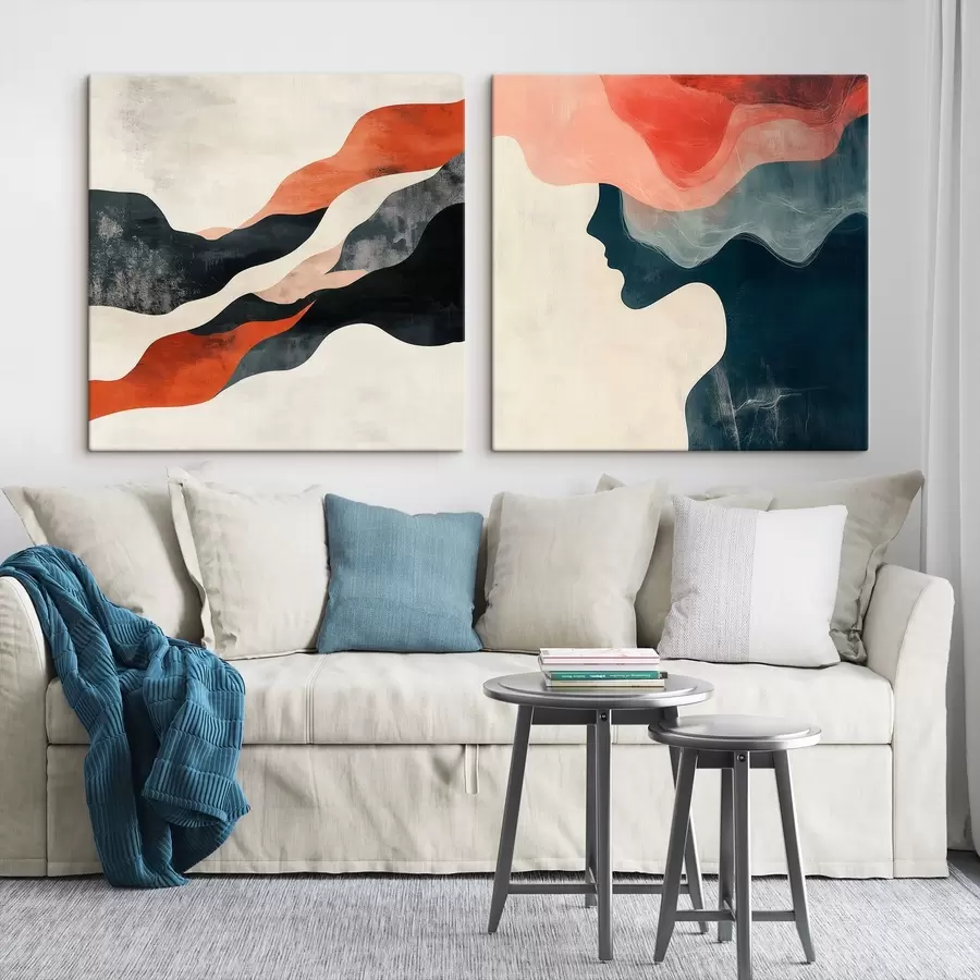 murales de pared Composición decorativa con suaves ondulaciones y toques contrastantes en un estilo pictórico contemporáneo m30367