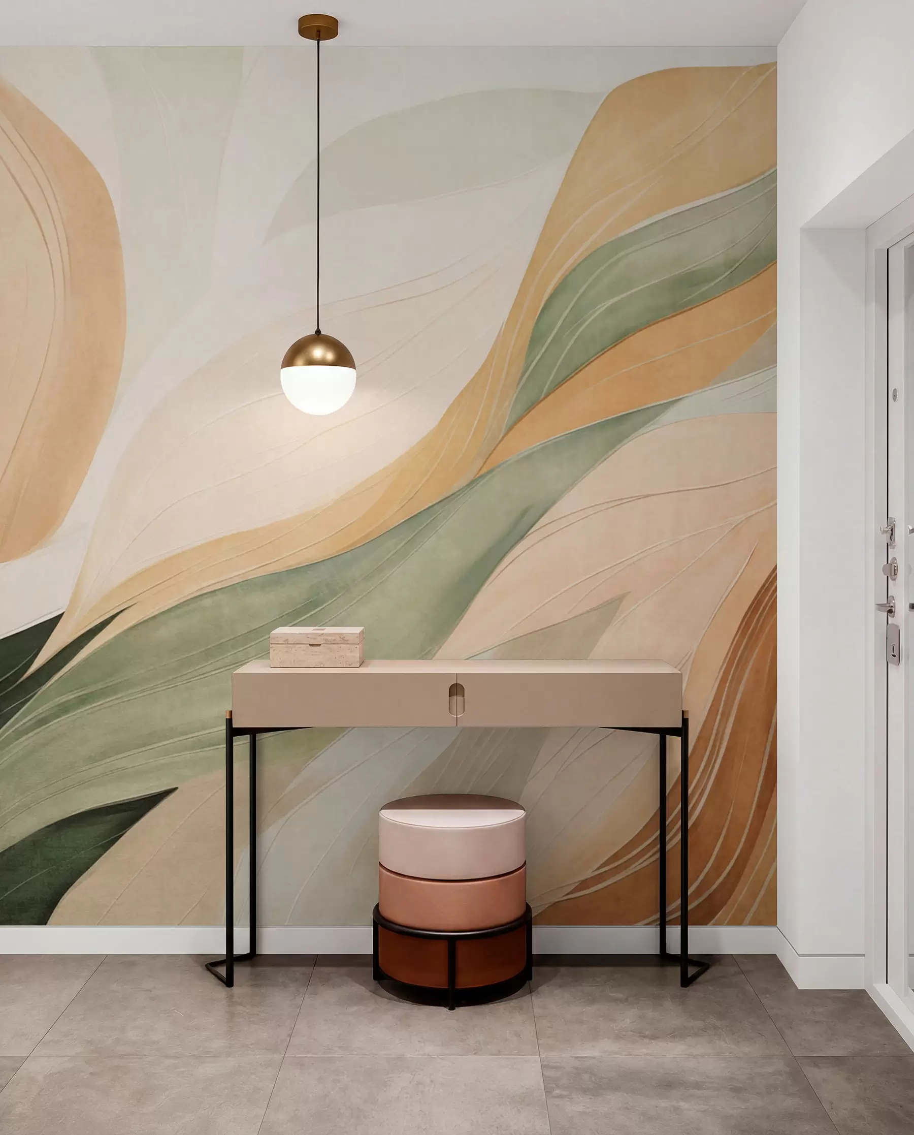 murales de pared Olas en tonos tierra w09894