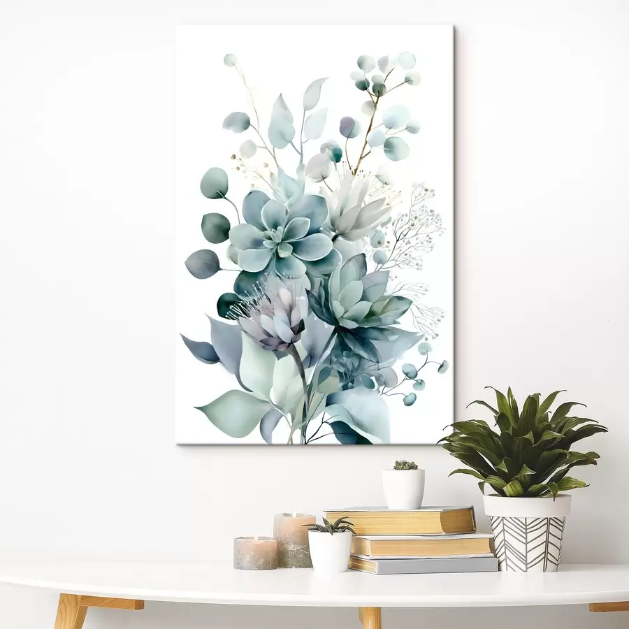 murales de pared Suculentas y plantas, en estilo acuarela s49426
