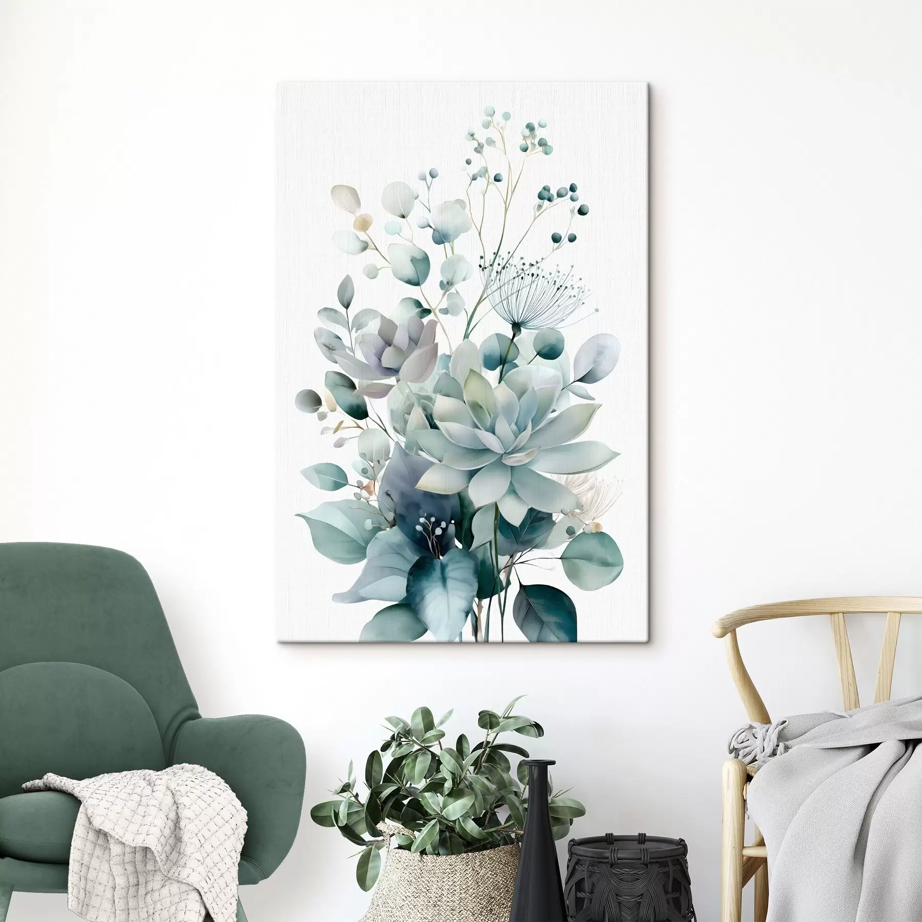 murales de pared Suculentas y plantas, en estilo acuarela s49427