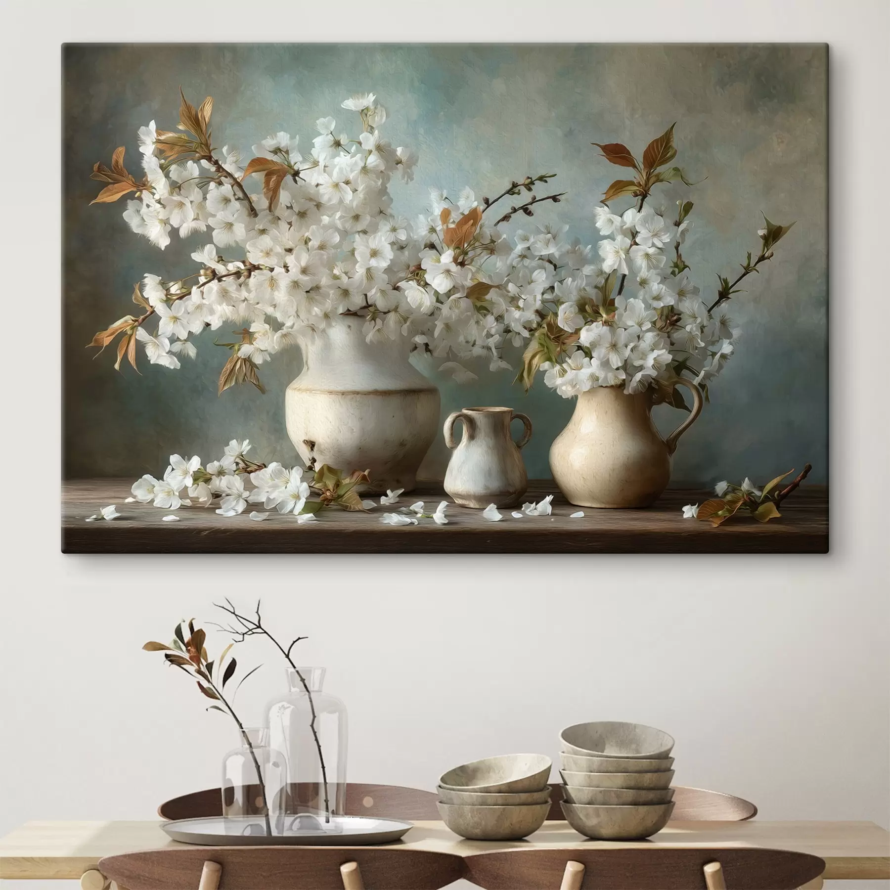 murales de pared Flores de cerezo en jarrones s49458