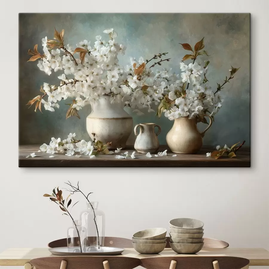 murales de pared Flores de cerezo en jarrones s49458