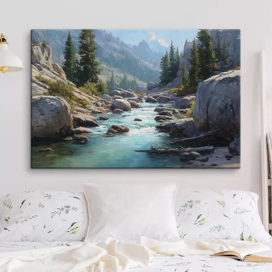 murales de pared Un pintoresco río de montaña s49459