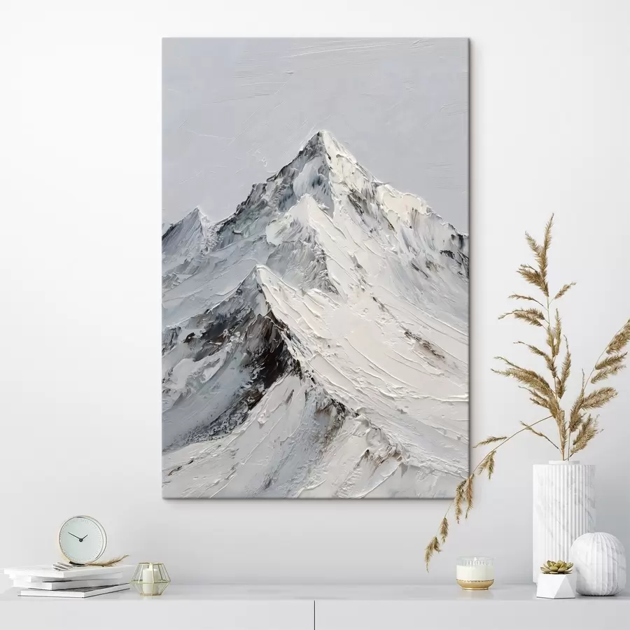 murales de pared Montañas nevadas pintadas con técnica de impasto s49460