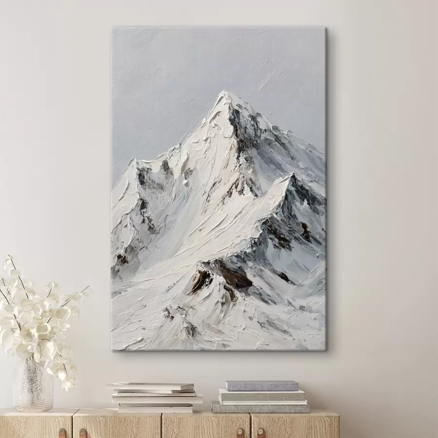 murales de pared Montañas nevadas pintadas con técnica de impasto s49461