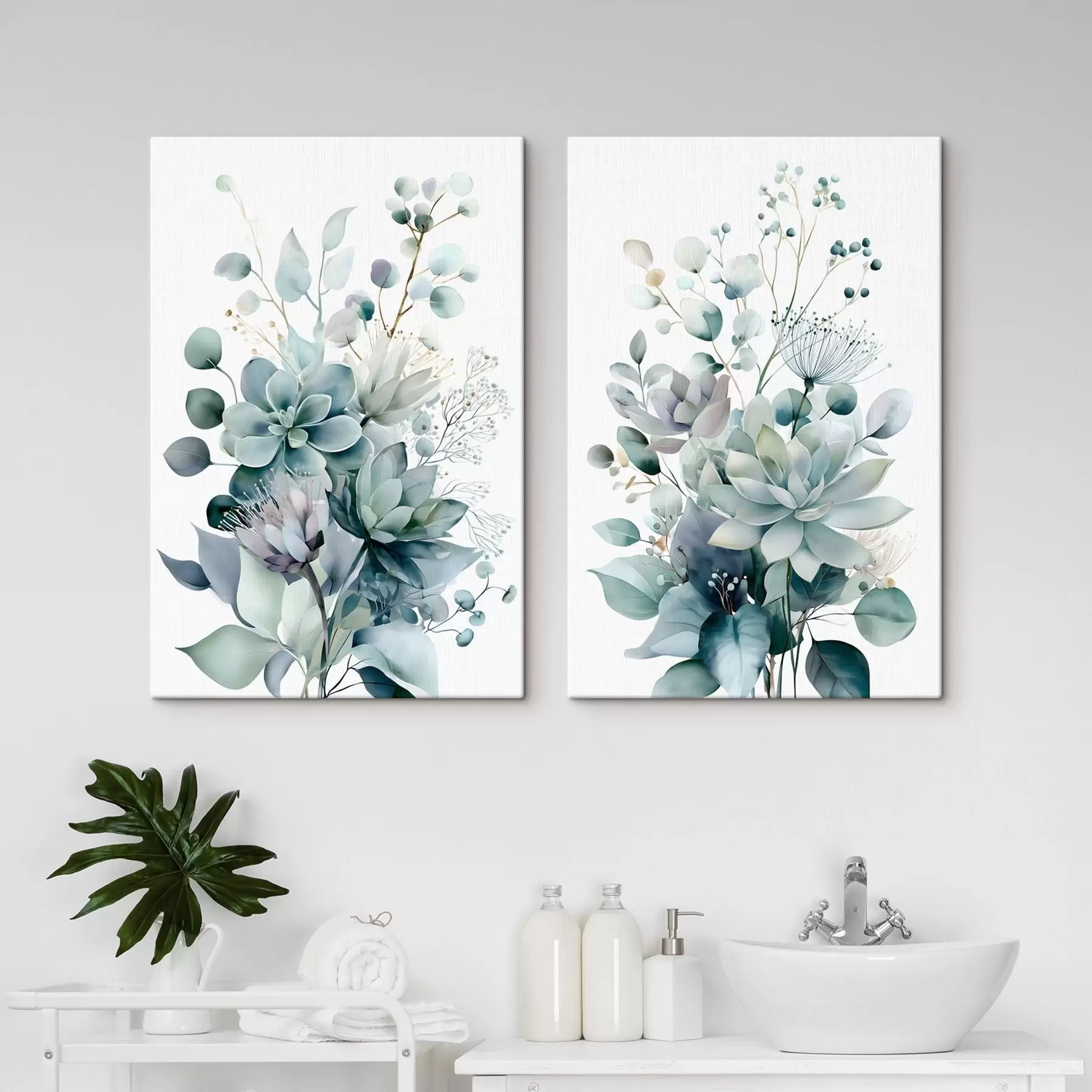 murales de pared Suculentas y plantas, en estilo acuarela m30586