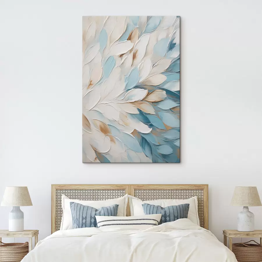 murales de pared Pintura abstracta con textura que imita pinceladas en blanco, azul y beige s49465