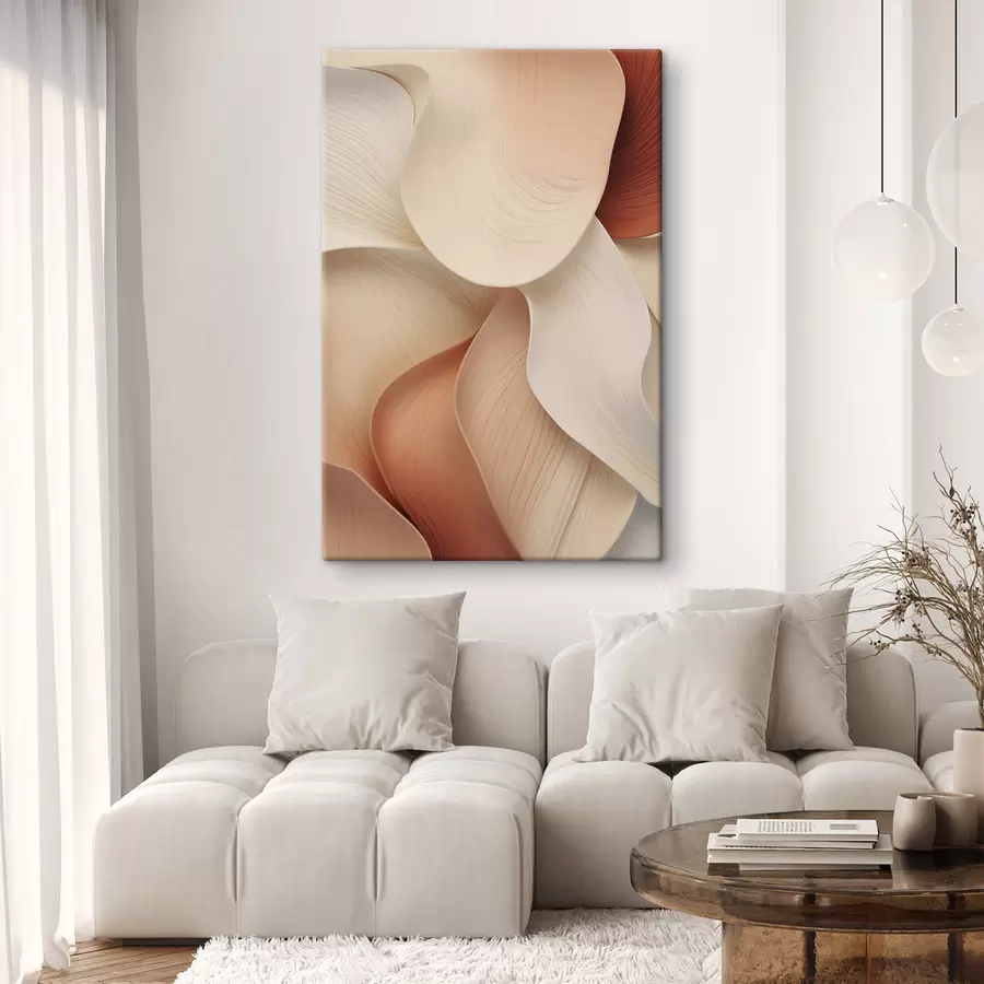 murales de pared Formas abstractas con líneas suaves y fluidas en tonos crema y beige s49488