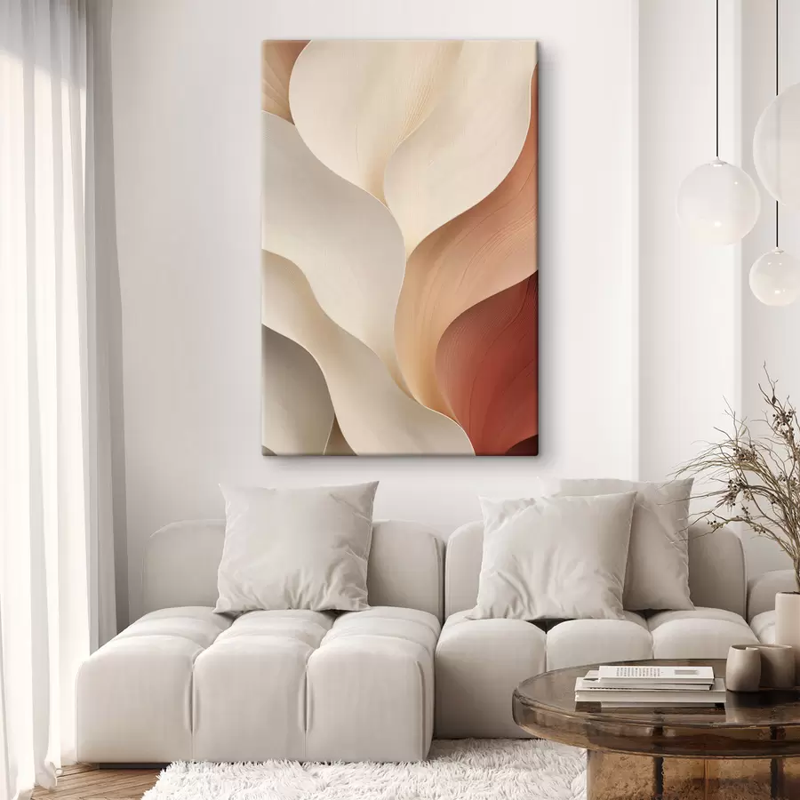 murales de pared Formas abstractas con líneas suaves y fluidas en tonos crema y beige s49489