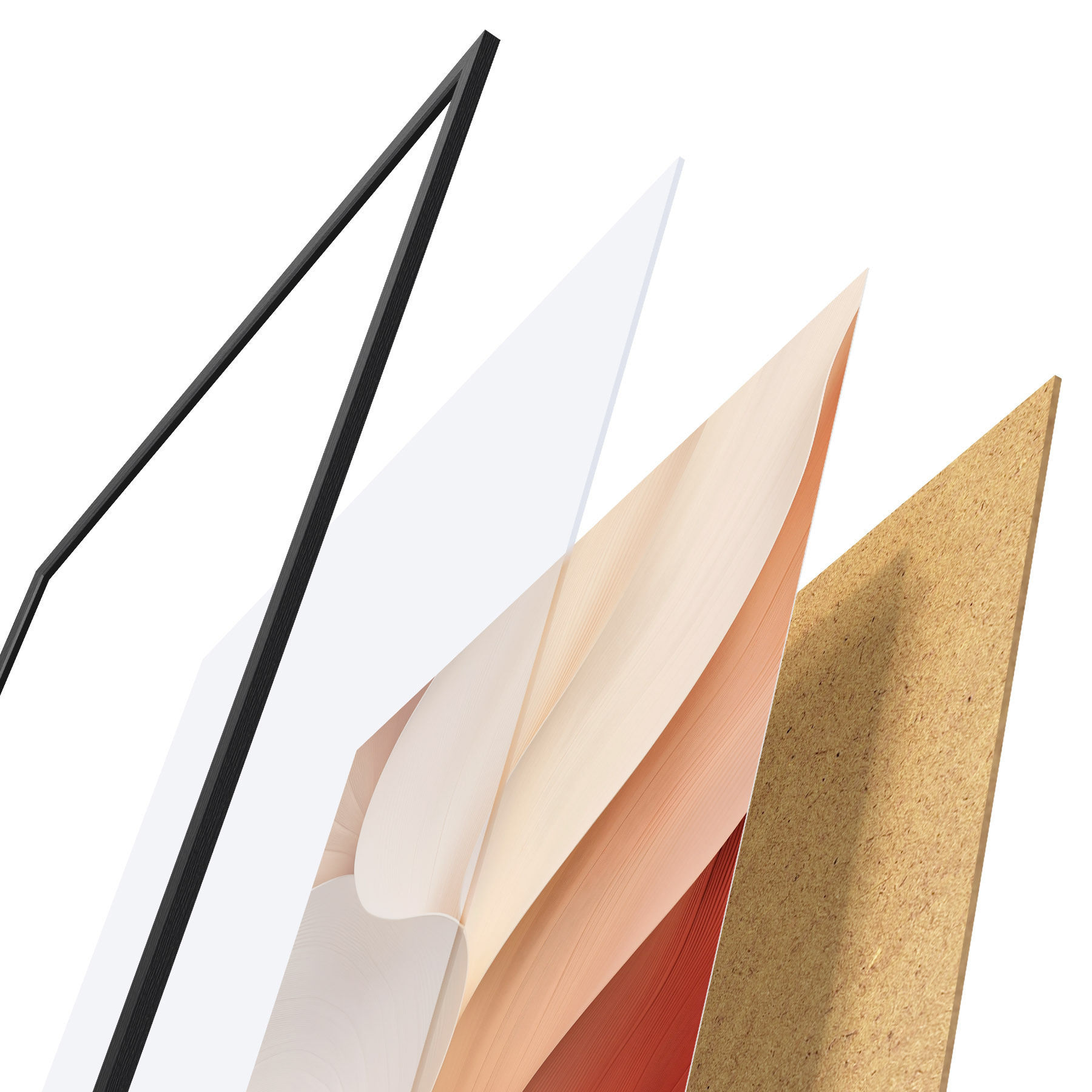 Poster Formas abstractas con líneas suaves y fluidas en tonos crema y beige f49489