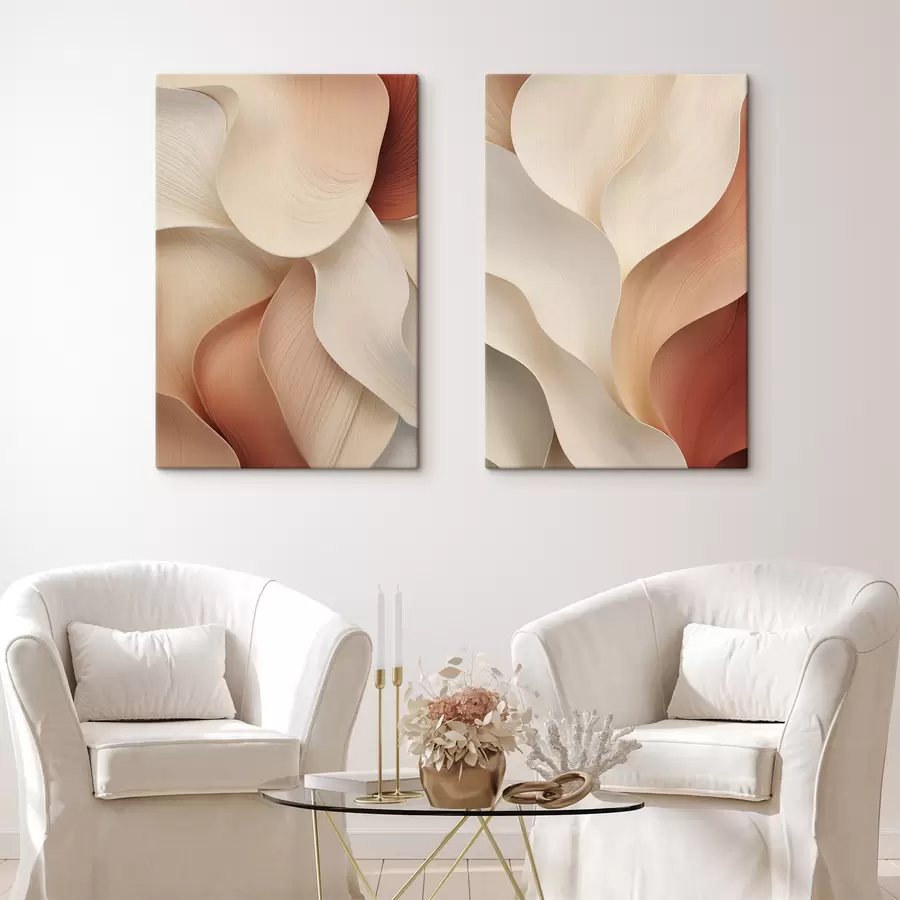 murales de pared Flores blancas con textura, de pétalos delicados y fondo abstracto m30580