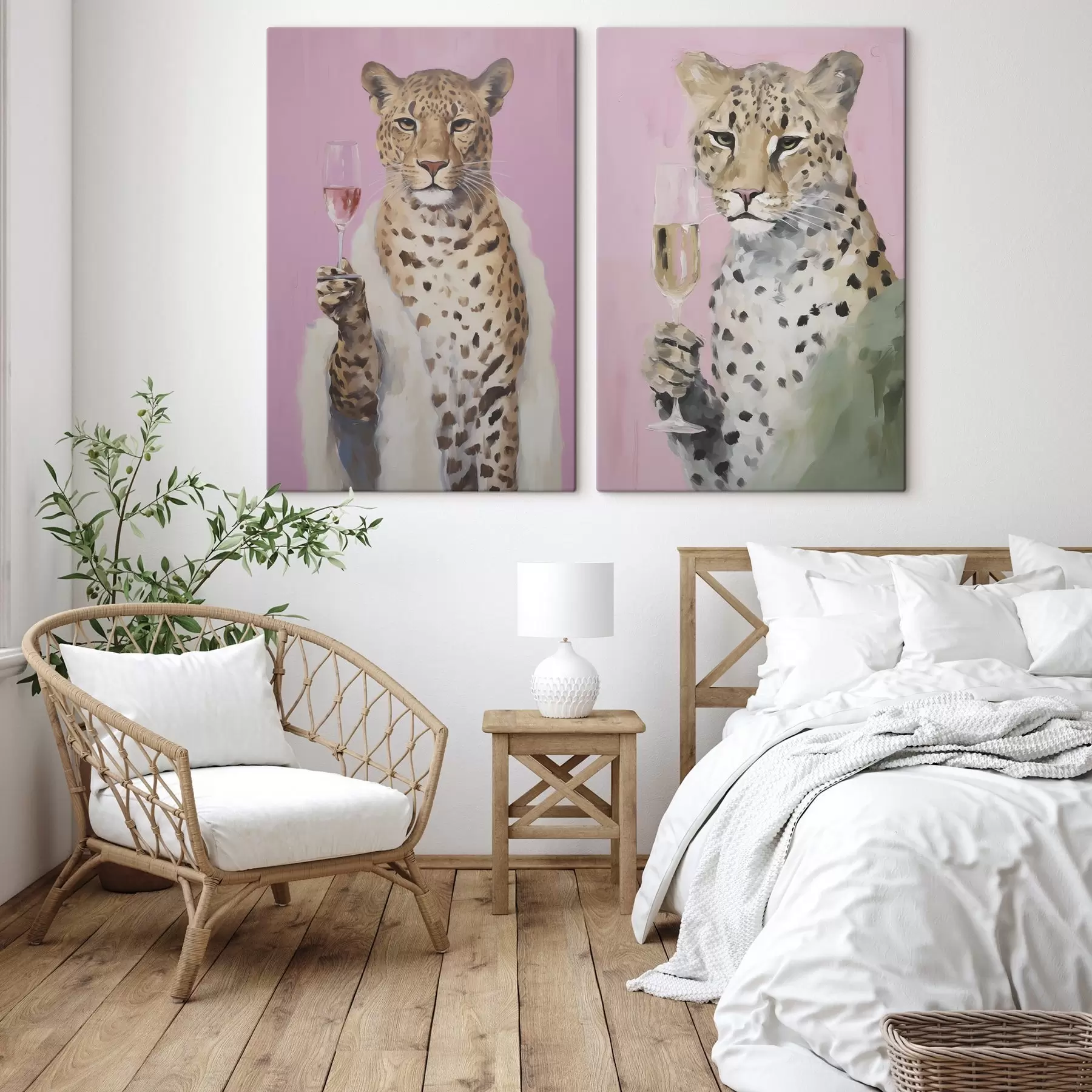 murales de pared Cuadro con imitación de cristal de un leopardo m30596